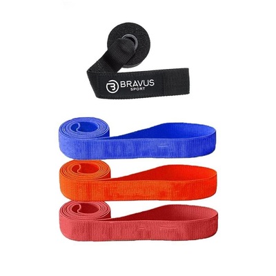 Kit Faixas Elásticas Bravus Sports Média e Forte com 3 Unidades + Âncora de Porta - Foto 1