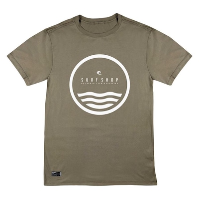 Camiseta Web Surf Shop Brasil Circle Light Khaki - Masculina - Foto 1