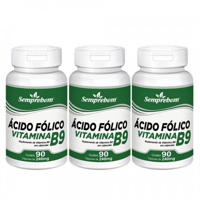 Ácido Fólico Vitamina B9 Semprebom - 270 Cap. de 240 mg - Foto 1