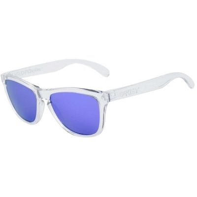 Óculos Oakley Frogskins Polished Clear Lente Violet Prizm Iridium - Unissex - Foto 1