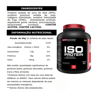 Kit 2x Iso Protein BodyBuilders - Morango - 2kg + Creatina - 300g  + Big Size Mass Foods BRN Foods - Morango 6kg - Foto 2