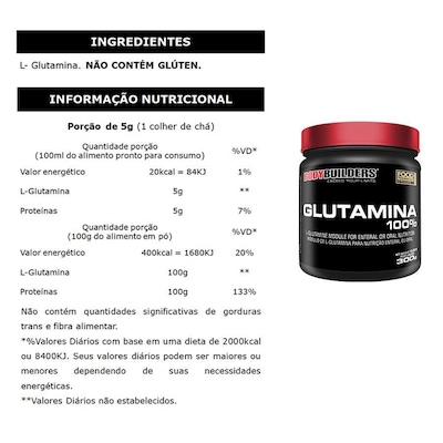Kit Glutamina Bodybuilders - 300g + Multivitaminico BRN Foods - 90 cápsulas - Foto 2