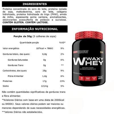 Kit Waxy Mass Bodybuilders - Chocolate - 3kg + Whey Protein - Chocolate - 900g + Creatina + BCAA + Coqueteleira - Foto 3