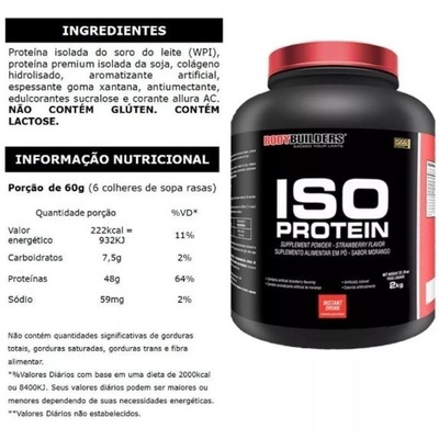 Kit 1x Whey protein Isolado Bodybuilders Baunilha - 2kg + Creatina 300g + BCAA 100g + Fuel Shaker - Foto 2