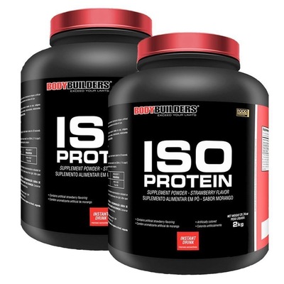 Kit 1x Whey Protein isolado Bodybuilders Baunilha -2kg  + 1x Whey Protein Isolado Morango -2kg - Foto 1