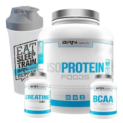 Kit Whey Protein Isolado Chocolate - 2kg + BCAA 100g + Creatina 100g + Coqueteleira - Foto 1