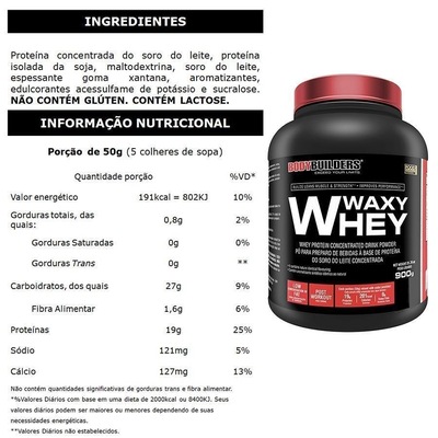 Kit 2x Waxy Whey Bodybuilders - 900g + BCAA 100g + Coqueteleira - Foto 2