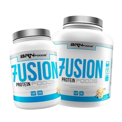 Kit BRN Foods Whey Protein Fusion Baunilha 2kg + Whey Protein Fusion Baunilha 900g - Foto 1