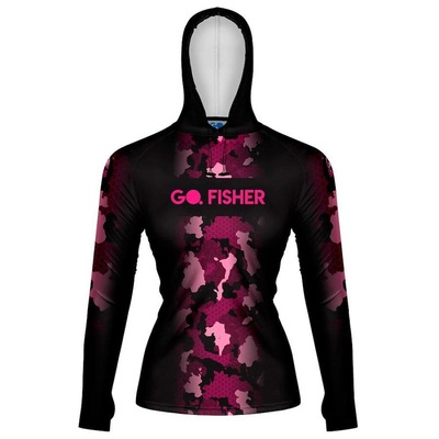 Camiseta de Pesca Go Fisher com Capuz e Proteção Solar Gocpzf 04 - Feminina - Foto 1