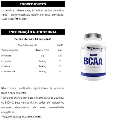Kit Iso Protein Baunilha 2kg + Premium BCAA 120 cap + Creatina 100g - BRN Foods - Foto 3