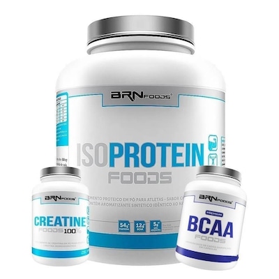 Kit Iso Protein Chocolate 2kg + Premium BCAA 120 cap + Creatina 100g - BRN Foods - Foto 1