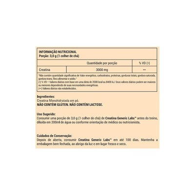 Kit Creatina Generic Labs - 300g - 5 Unds - Foto 2