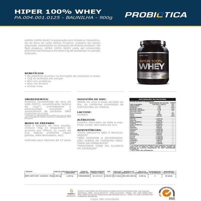Whey Protein Probiótica Hiper 100% - Baunilha - 900g - Foto 2
