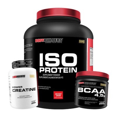 Kit Bodybuilders Whey Protein Isolado Chocolate 2kg + BCAA 4.5 250g + Creatina 300g - Foto 1