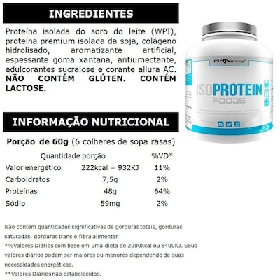 Kit Whey Protein Isolado 2kg Chocolate + Coqueteleira - BRN Foods - Foto 2