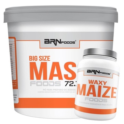 Kit Hipercalórico BRN Foods - Morango - 6kg + Waxy Maize - 1kg - Foto 1