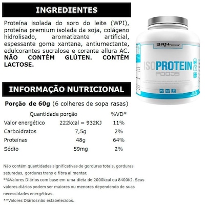 Kit Whey Protein Isolado BRN Foods - Chocolate + Baunilha - 2 Unidades - Foto 2