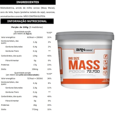 Kit Hipercalórico BRN Foods 6kg Morango + Creatina 100g - Foto 2