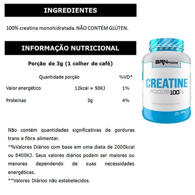 Kit Whey Protein BRN Foods - Baunilha - 900g + Bcaa - 100g  + Creatina - 100g - Foto 4