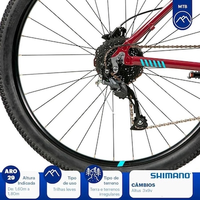 Bicicleta MTB Caloi Atacama - Aro 29 - 2021 - 17" - Câmbios Shimano - 27 Velocidades - Feminina - Foto 5