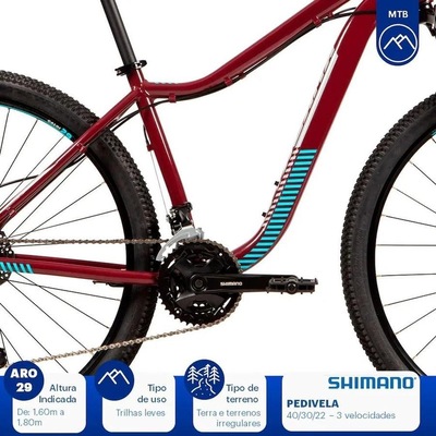 Bicicleta MTB Caloi Atacama - Aro 29 - 2021 - 17" - Câmbios Shimano - 27 Velocidades - Feminina - Foto 6