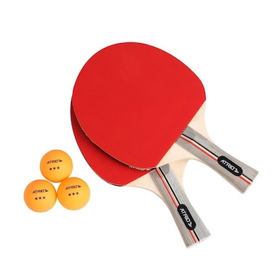 Kit Ping Pong Atrio: 2x Raquetes e 3x Bolas ES389 - Foto 3