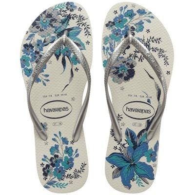 Chinelo Havaianas Slim Organic Branca Floral - Feminino - Foto 1