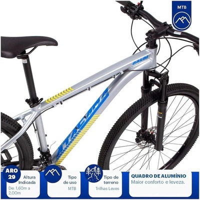 Mountain Bike Caloi Atacama - Aro 29 - Freios a Disco - Câmbios Shimano - Susp Dianteira - 17" - 27 Velocidades - Adulto - Foto 2