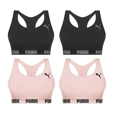Kit Top Fitness Puma Nadador sem Costura - Feminino - 4 unidades - Foto 1