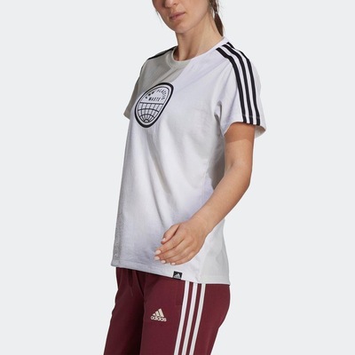 Camiseta adidas Estampada End Plastic Waste 3-Stripes Primeblue - Feminina - Foto 3