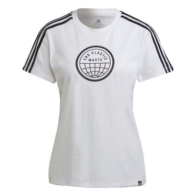 Camiseta adidas Estampada End Plastic Waste 3-Stripes Primeblue - Feminina - Foto 1