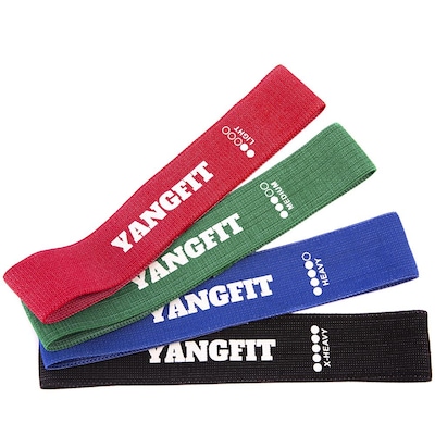 Kit Mini Band Tecido Yangfit Faixa Elástica - 4 Intensidades - Foto 1