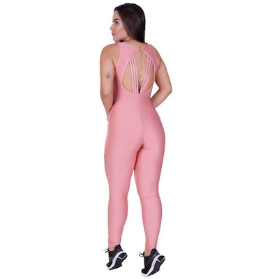 Macacão  Orbis Fitness Textura Recortes Cirre Liso Bojo Tiras Costas - Feminino - Foto 4