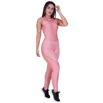 Macacão  Orbis Fitness Textura Recortes Cirre Liso Bojo Tiras Costas - Feminino - Foto 1