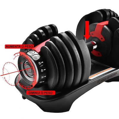 Halter Dumbbell Smart Gold Sports Multinível Ajustável até 24 Kg - Foto 4
