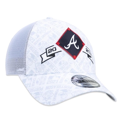 Boné Aba Curva New Era 9Forty Trucker Atlanta Braves Campeão Wolrd Series Champions 2021 Locker Room - Snapback - Adulto - Foto 3