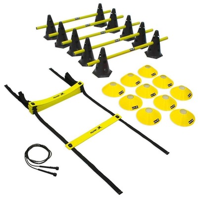 Kit Circuito Muvin Escada Agilidade + Corda Pular + 10 Half Cones + 5 Barreiras de Salto com Cones - Foto 1