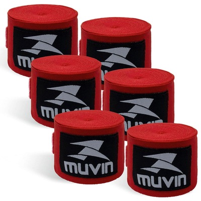 Kit de Artes Marciais: 3 Pares de Bandagem Elástica 5m Muvin + Atadura Protetora - Foto 1