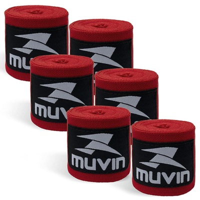 Kit Bandagem Elástica 3m Muvin com 3 Pares - Atadura Protetora - Boxe Muay Thai Artes Marciais Luta - Foto 1