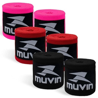 Kit Bandagem Elástica 3m Muvin com 3 Pares - Atadura Protetora - Boxe Muay Thai Artes Marciais Luta - Foto 1