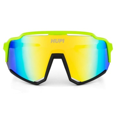 Óculos de Sol Esportivo Ciclismo Beach Tennis HUPI Brisa Preto e Verde Lente Dourado Espelhado - Foto 2