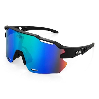 Óculos de Sol Esportivo Ciclismo HUPI Quiriri Preto Lente Verde Espelhado Proteção UV - Unissex - Foto 1