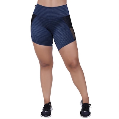 Short Orbis Fitness Meia Coxa Detalhe Tela Cirrê Textura - Feminino - Foto 3