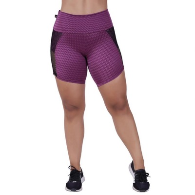 Short Orbis Fitness Meia Coxa Detalhe Tela Cirrê Textura - Feminino - Foto 3