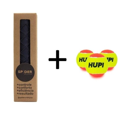 Kit de Beach Tennis com Undergrip Spider Grosso com Copo + Bolas HUPI Pro - Pack 03 Bolas - Foto 1