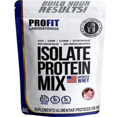 Whey Protein Isolado Profit Mix Hidrolisado Refil - Morango - 900g - Foto 1