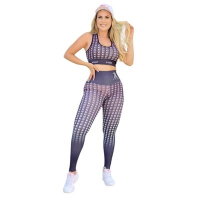 Conjunto Capitan Sports Calça Legging Power Fitness 3D e Top com Bojo - Feminino - Foto 1