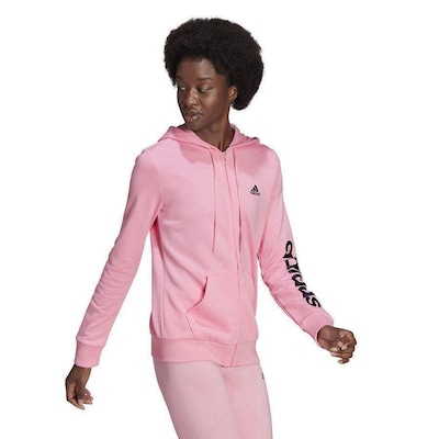 Jaqueta de Moletom adidas com Capuz Logo Linear Zipper - Feminina - Foto 3