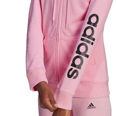 Jaqueta de Moletom adidas com Capuz Logo Linear Zipper - Feminina - Foto 6