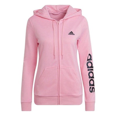 Jaqueta de Moletom adidas com Capuz Logo Linear Zipper - Feminina - Foto 1